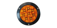Round amber Tecniq T46 : 4" High Visibility Stop/Tail/Turn with black casing on a white background
