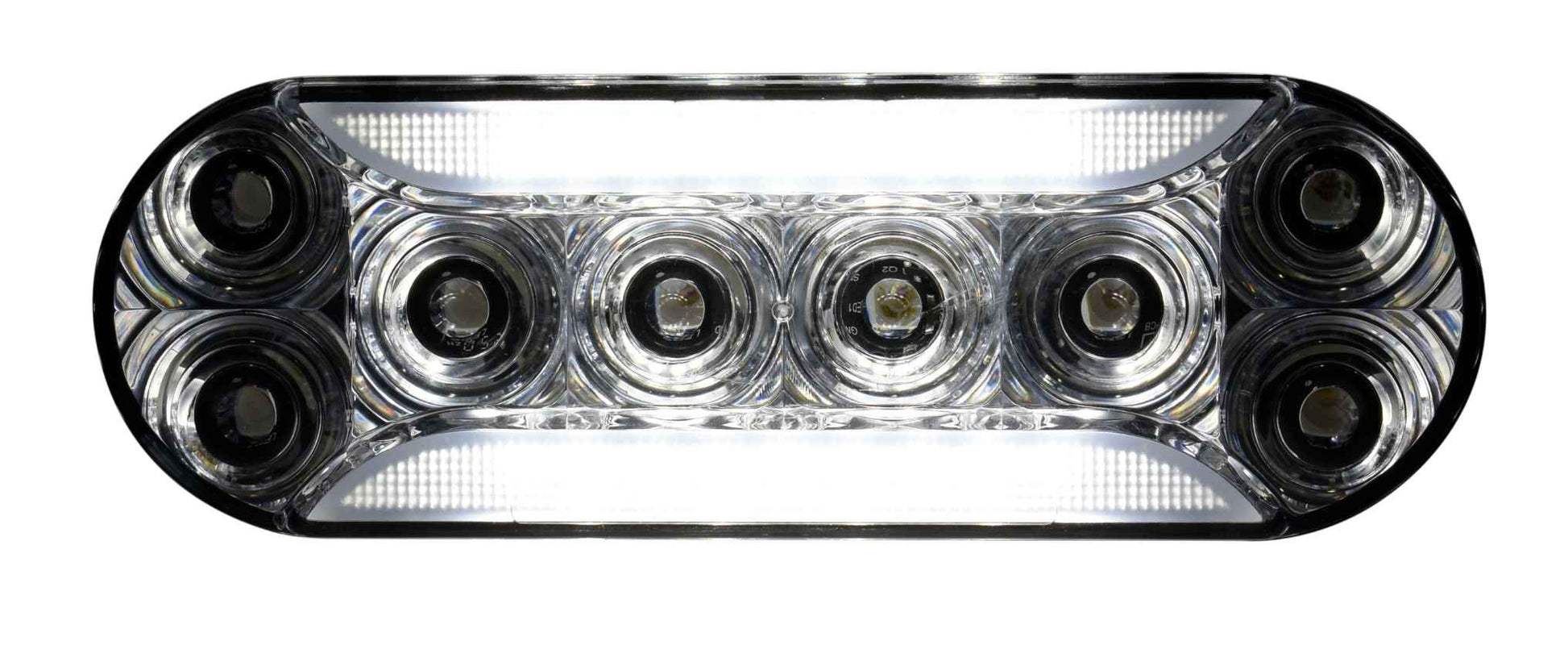Rectangular LED light bar with multiple bulbs on a white background