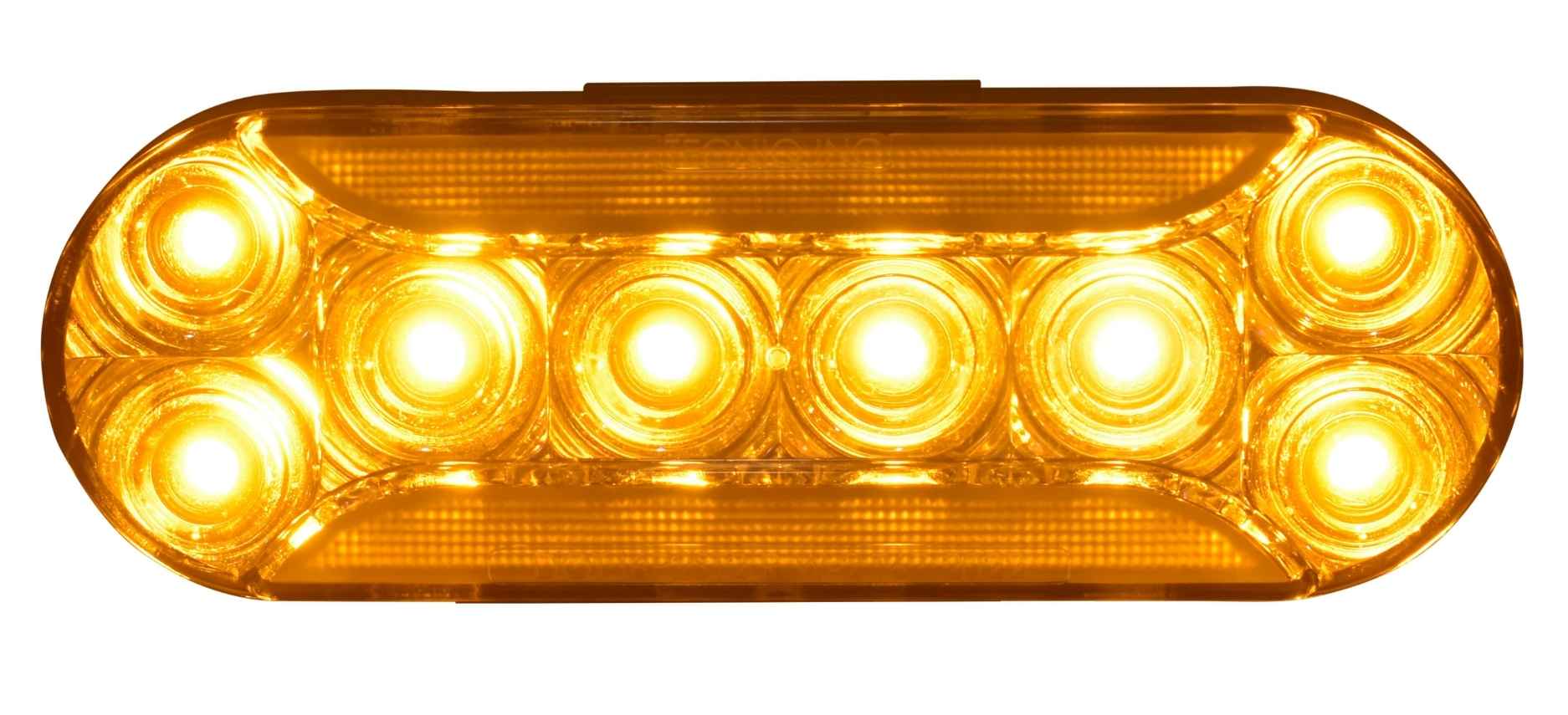 Yellow LED light bar on a white background