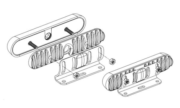 SoundOff Hardware Kit for SAE Screw mount application (can be used on 9 mm thickness) in Black for use with mpower® 9x7 Lights