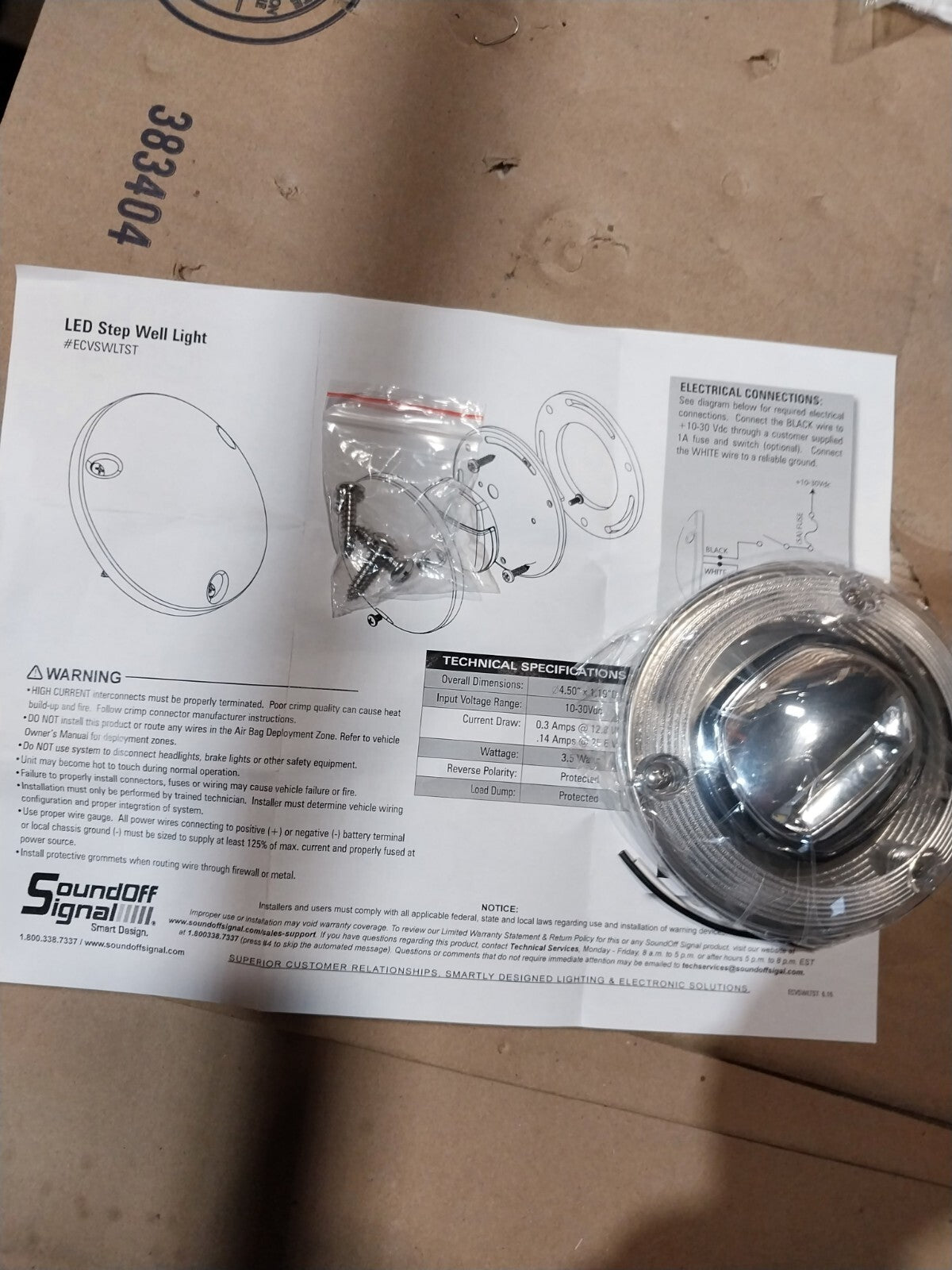 LED 4.5" Round Stepwell Light (interior use only), 10-30V - Clear Lens/White LEDs